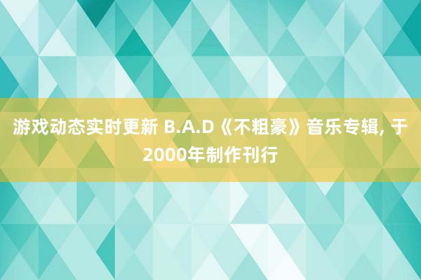 游戏动态实时更新 B.A.D《不粗豪》音乐专辑, 于2000年制作刊行